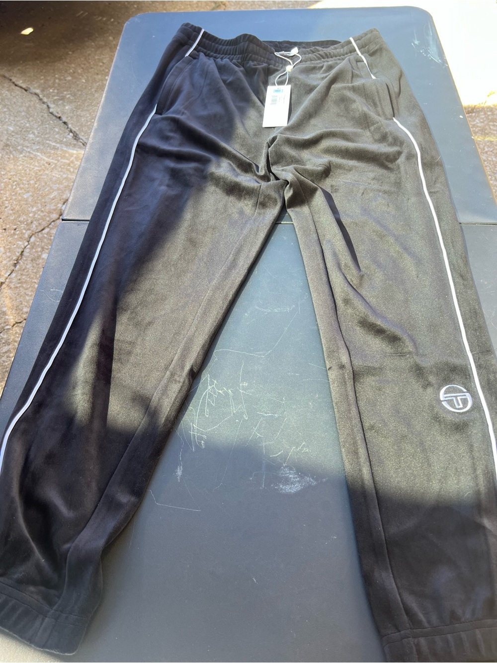 Sergio Tacchini Black Joggers with White Piping